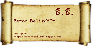 Beron Belizár névjegykártya